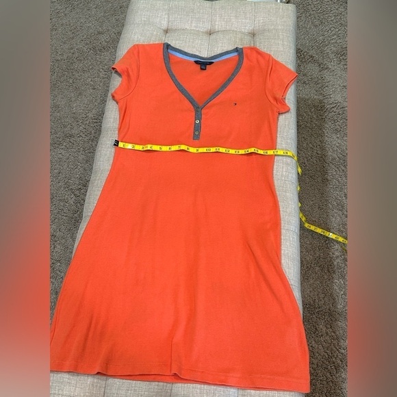 Tommy Hilfiger Orange V-Neck Polo T-Shirt Dress - Size Medium / Good Condition - Picture 3 of 10